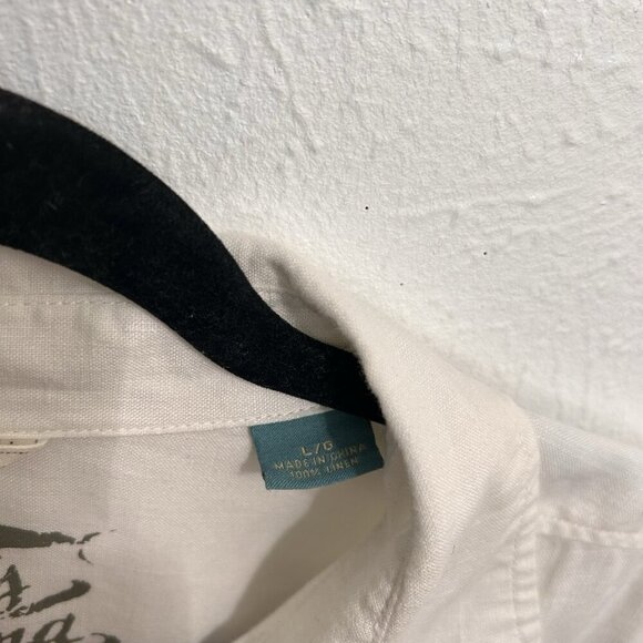 Tommy Bahama Coastal Floral Birds Of Paradise 100% Linen Button Up Shirt Size L - Picture 8 of 12